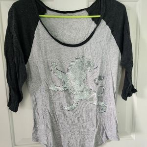 Express Sequin Embellished 3/4 Sleeve Top